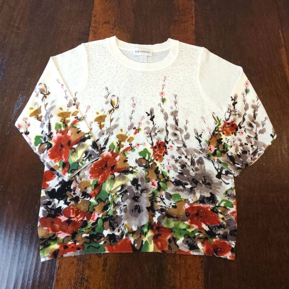 lightweight knit floral sweater cottagecore embellished soft knit romantic boho